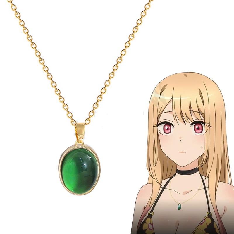 Anime My Dress Up Darling Kitagawa Marin Necklace Green Crystal Kawaii Cute Carnival Cosplay Accessory For 6 - My Dress-Up Darling Merch