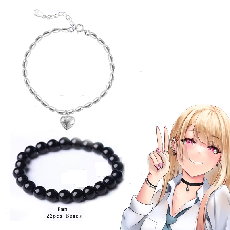 Fashion Women Bracelets Anime My Dress Up Darling Kitagawa Marin Cosplay Bangle Black Green Bead Pulsera 6 - My Dress-Up Darling Merch